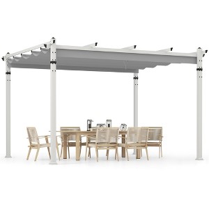 Tangkula 12' x 10' Outdoor Pergola w/ Retractable Canopy Aluminum Frame Anchors Patio - 1 of 4