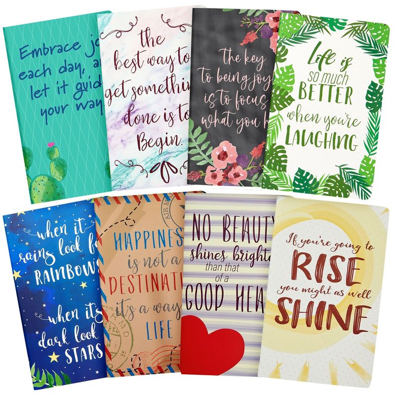 Paper Junkie 8 Pack Inspirational Journals for Women with Motivational Quotes, 5x8 Bulk Lined Notebooks for Girls, Students, Friends, 1 of 10
