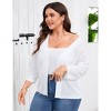 Plus Size Open Front Knit Cardigan 3/4 Sleeve Lightweight Breathable Casual Sweater Cardigan - 4 of 4