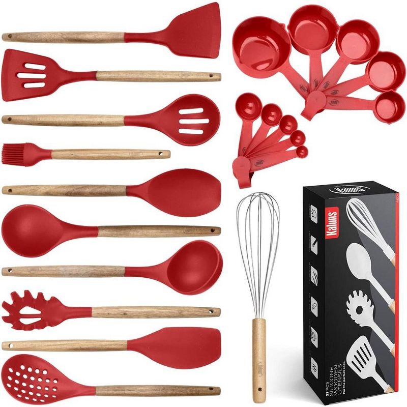 Kaluns Kitchen Utensils Set, 21 Piece Wood and Silicone, Cooking Utensils, Dishwasher Safe and Heat Resistant Kitchen Tools, 1 of 6