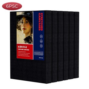 HANSILK 6pk 5x7nch Stretched Canvas for Painting- Primed White Blank Canvases for Painting - 1 of 4