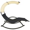 vidaXL Double Sun Lounger with Canopy Textilene Black and Cream - 3 of 4