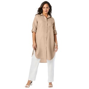 Jessica London Women's Plus Size Linen Mega Tunic - 1 of 4