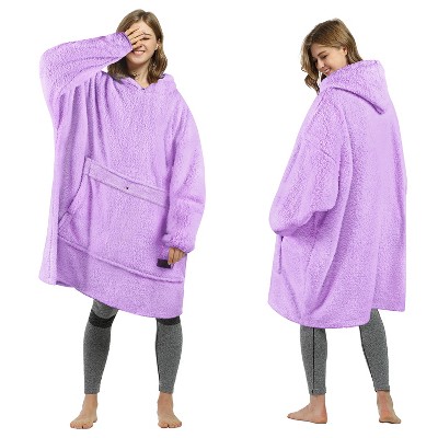 Tirrinia Fleece Blanket Hoodie Sweatshirt for Womens, Oversized Wearable Blanket Pullover with Hooded, One Size, Gift for Her