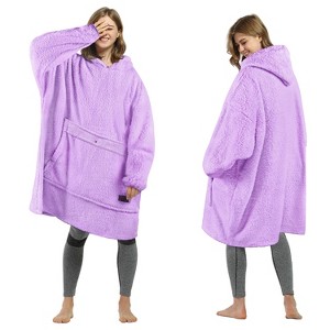 Tirrinia Fleece Blanket Hoodie Sweatshirt for Womens, Oversized Wearable Blanket Pullover with Hooded, One Size, Gift for Her - 1 of 4