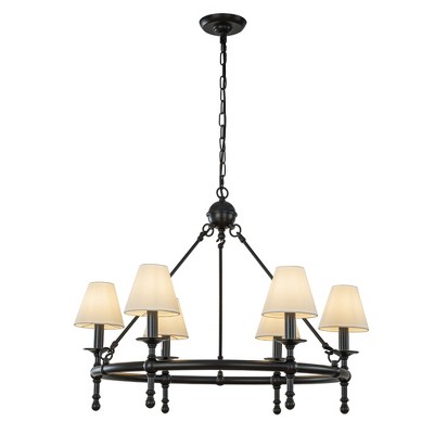 ALOADECOR 6-Light Classic Pendant Fixture Elegant Interior Lighting With White Shades For Dining Room Living Room