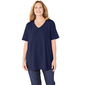 Catherines Petite Suprema Short Sleeve V-Neck Tee - 1 of 4