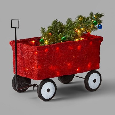 19in Incandescent Sisal Wagon with Green Tree Christmas Novelty Sculpture - Wondershop™