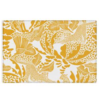 evamatise Surreal Jungle in Bright Yellow Outdoor Rug - Deny Designs