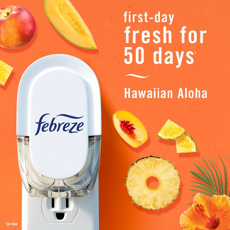 Febreze Odor-Fighting Fade Defy Plug Air Freshener Refill - Hawaiian Aloha - 0.87 fl oz, 4 of 16