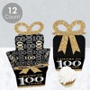 Big Dot of Happiness Adult 100th Birthday - Gold - Square Favor Gift Boxes - Birthday Party Bow Boxes - Set of 12 - 3 of 4