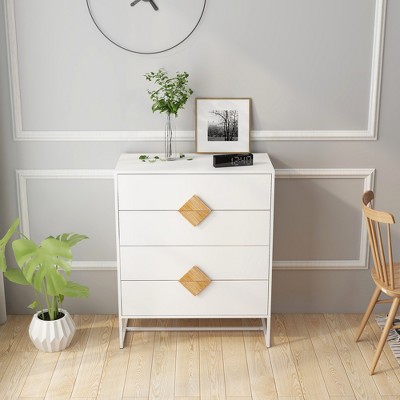 Vynxaria Solid wood special shape square handle design with 4 drawers bedroom furniture dressers