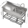 Stainless Steel Utility Sink, Free Standing Single Bowl Kitchen Sink with Cold and Hot Water Pipe and Faucet, Basin for Kitchen Restaurant Garage - 2 of 4