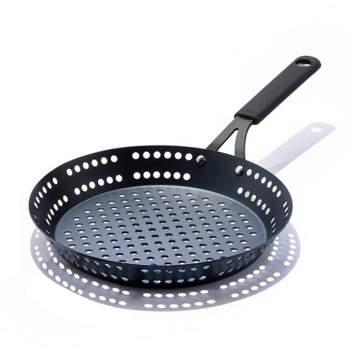OXO 12" Steel BBQ Open Ceramic Frypan with Silicone Sleeve Black