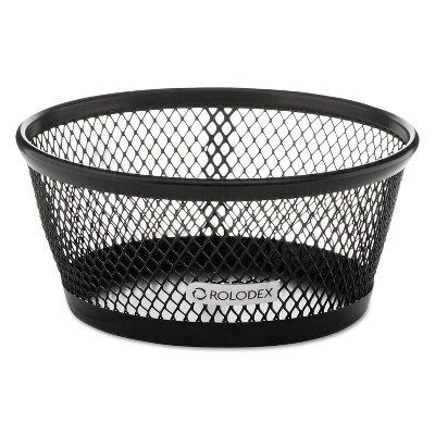 Rolodex Jumbo Nestable Paper Clip Dish Wire Mesh 4 3/8" Diameter x 2" Black 62562