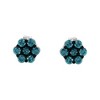 Haus of Brilliance Silver 1/2 Cttw Treated Blue Diamond Floral Stud Earrings - 3 of 4