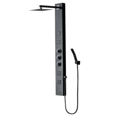 BWE 4-Jet Rainfall Shower Panel System with Rainfall Shower Head and Shower Wand