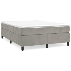 vidaXL Bed Frame Platform Bed Mattress Foundation Bedroom Furniture Velvet - Light Gray Queen 13.8" - 1 of 4