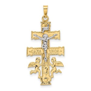 Black Bow Jewelry 14k Two Tone Gold Caravaca Crucifix Cross Pendant - 1 of 4