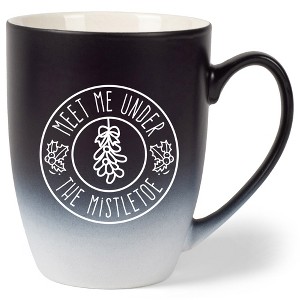 Elanze Designs Meet Me Under The Mistletoe Two Toned Ombre Matte Black and White 12 ounce Ceramic Stoneware Coffee Cup Mug - 1 of 4