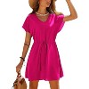 Ekouaer Women's Cover Ups Casual Swimsuit Coverups Flowy Tie Waist Beach Cover Up Dress - 3 of 4