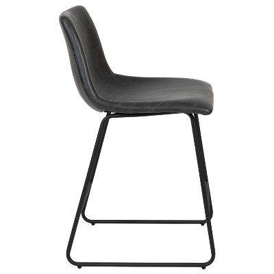 Merrick Lane Dark Gray Faux Leather Counter Stools, Set of 2