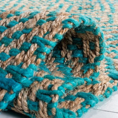 Natural Fiber NF266 Hand Woven Indoor Area Rug - Turquoise/Natural - 5'x8' - Safavieh.