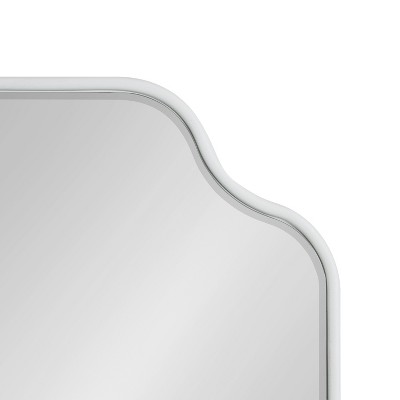 White Scalloped Rectangular Wood Vanity Wall Mirror, 24x36
