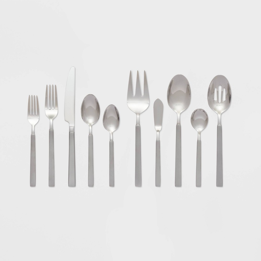 45pc Newfane Flatware Set Silver - Threshold™: Stainless Steel Silverware Set, Service for 4, Forks Spoons Knives
