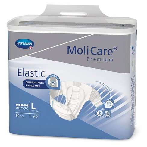 Molicare Premium Elastic 6d Incontinence Brief, Unisex, Large, 30