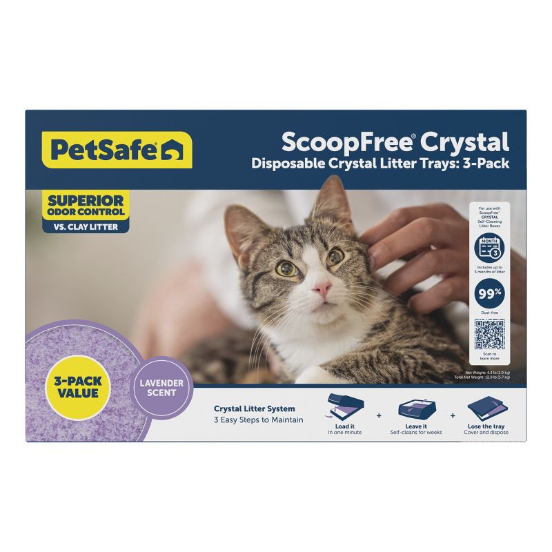 PetSafe ScoopFree Crystal Disposable Crystal Cat Litter Trays - Lavender - 3pk/13.5oz, 3 of 12