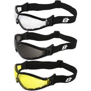 3 Pairs of Birdz Eyewear Boogie Safety Skydiving Goggles with Clear, Smoke, Yellow Lenses - 1 of 4