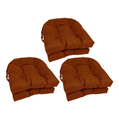 Blazing Needles, 16-inch Spun Polyester Solid Outdoor U-shaped Tufted Chair Cushions (Set of 6)