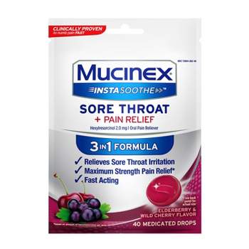 Mucinex Instasoothe Sore Throat Pain Relief - Elderberry & Wild Cherry - 40ct