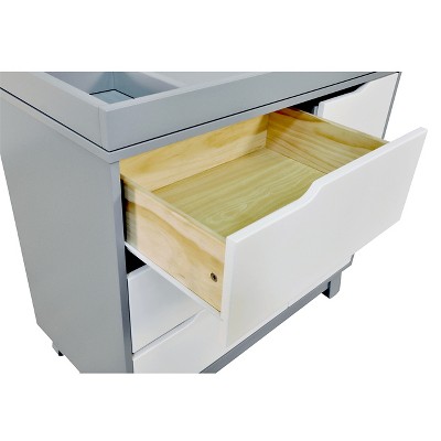 Gray and White 3-Drawer Changer Dresser with Removable Tray