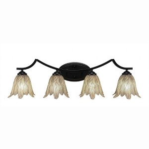 Toltec Lighting Zilo 4 - Light Vanity in  Matte Black with 7" Vanilla Leaf Shade - 1 of 1