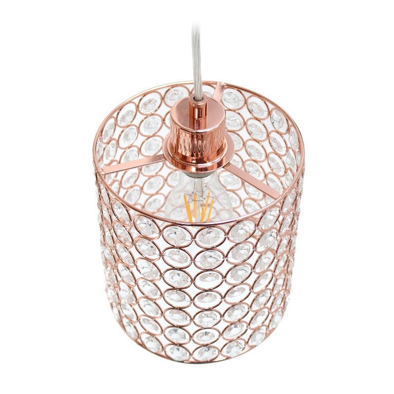 7.25&#34; Elipse Crystal Cylinder Pendant Ceiling Light Rose Gold - Elegant Designs, 4 of 5