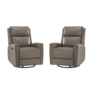 Set of 2 Hilario 30.31''Wide Genuine Leather Swivel Rocker Recliner | ARTFUL LIVING DESIGN - 1 of 4