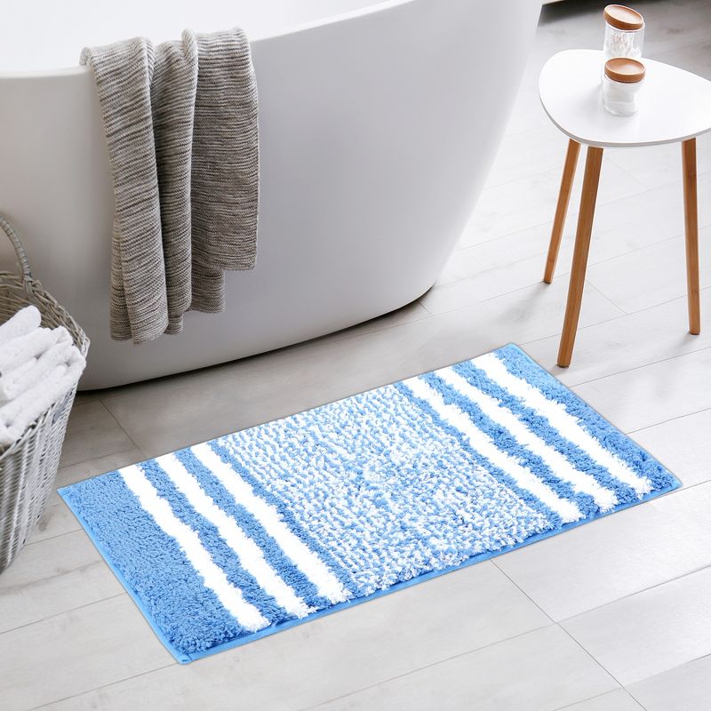 Unique Bargains Non-Slip Extra Soft and Absorbent Fluffy Striped Microfiber Bathroom Floor Mat Bath Rugs, 5 of 7