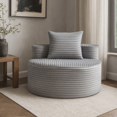 Vynxaria Compressed Sofa - Luxurious Corduroy Fabric, High-Density Sponge, No Assembly Required, Throw Pillows for Living Room/Apartment