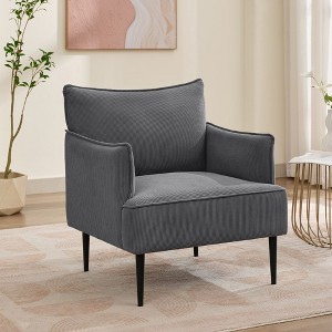 Accent Chair Mid-Century Modern Chair Upholstered Lounge Arm Chair with Solid Wood Frame & Soft Cushion for Living Room, Bedroom - 1 of 4