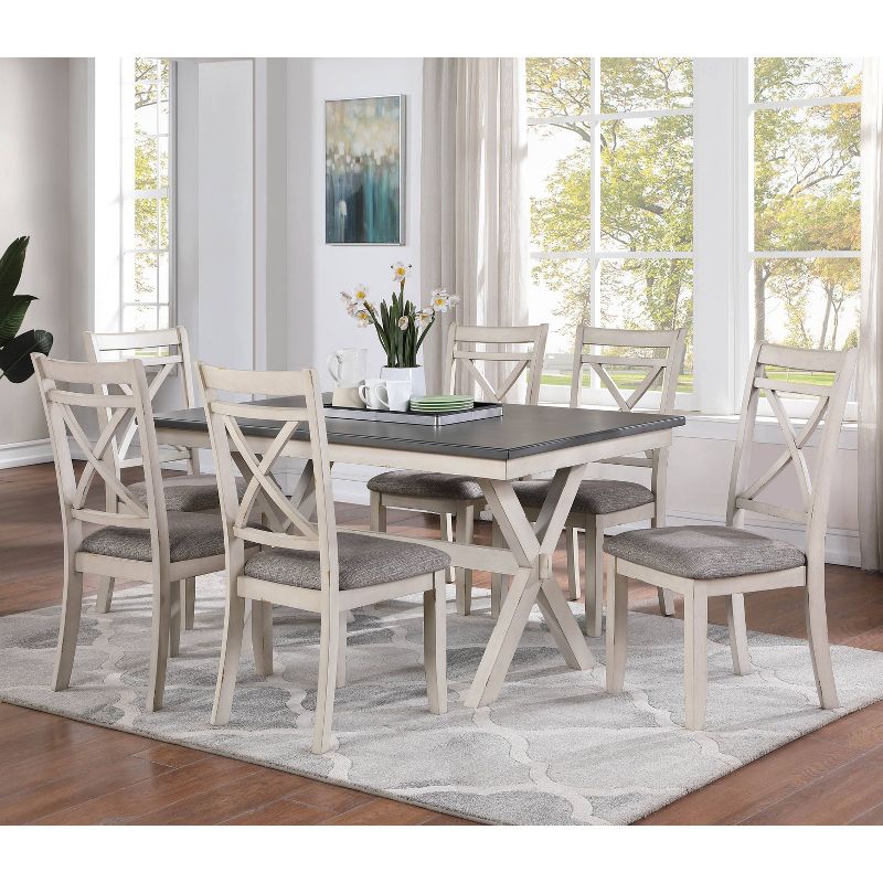 60&#34; Arga Transitional Wood Dining Table Gray/Antique White - HOMES: Inside + Out, 4 of 7