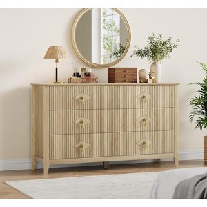 Acekool 54" 6-Drawer Fluted Dresser, Modern Storage Chest, Closet or Hallway - 1 of 4