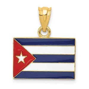 Black Bow Jewelry 14k Yellow Gold Enameled Cuba Flag Pendant - 1 of 4