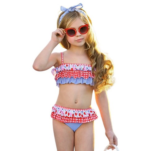 Girls' 'classic Ribbed' Solid Bikini Set - Art Class™ Coral Orange