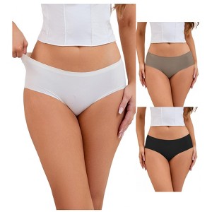 INSPIRE CHIC 3 Packs Women's Mid-Waisted Ladies Panties Full Coverage No Trace Comfortable Briefs - 1 of 4