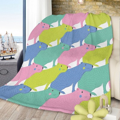 Colorful Capybara Flannel Blankets Capybara Rodent Animal Blankets for Bed Sofa Couch Super Soft Lightweight Animal Blanket 30*40 Inches