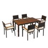 DSVIMOY Patio Seating Sets, 7 Pieces Patio Seating Sets with Wood Table Top, Outdoor Space Saving Chairs, Brown & Beige, 59"*35.4"*29.1" - 2 of 4
