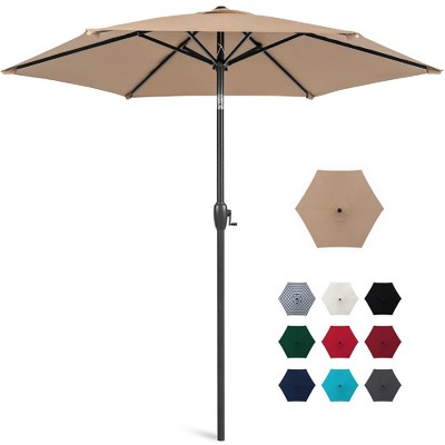 Tan 7.5ft Heavy-Duty Outdoor Market Patio Umbrella with Steel Pole