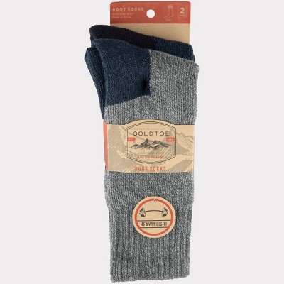 Signature Gold by GOLDTOE Men's Recycled Heavyweight Boots Socks 2pk - Gray/Navy 6-12.5